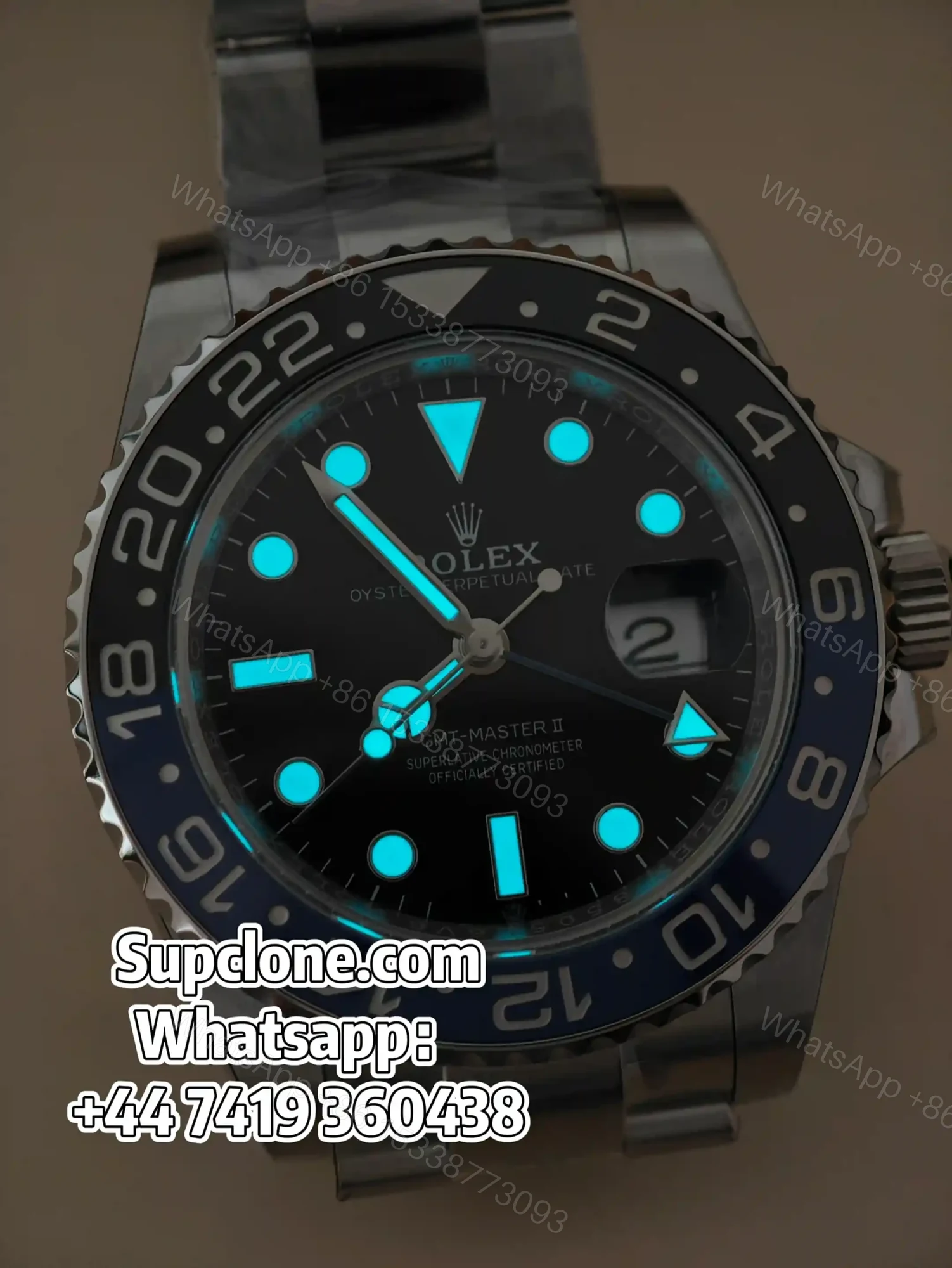 View 3 of Rolex Super Clone Watches 1:1 Batman GMT-Master II 126710BLNR DD3285 Oyster