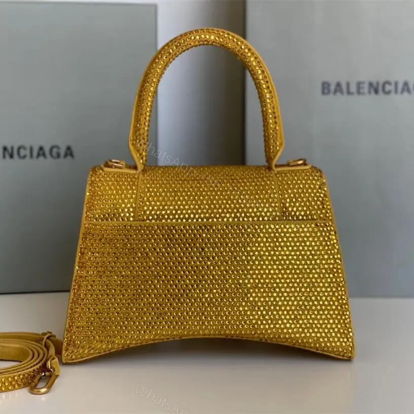 View 2 of 高仿Balenciaga*Hourglass系列沙漏包滿鑽金色S