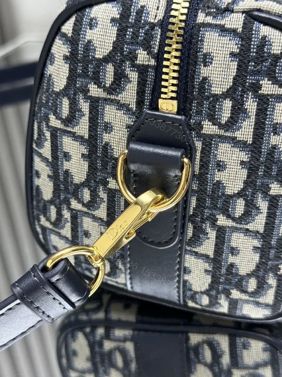 View 9 of Dark Monogram Satchel in Luxe Canvas & Gold Hardware