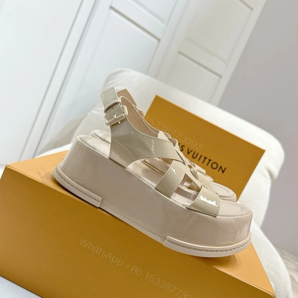 View 3 of LOUIS VUITTON MAYA PLATFORM SANDAL BEIGE