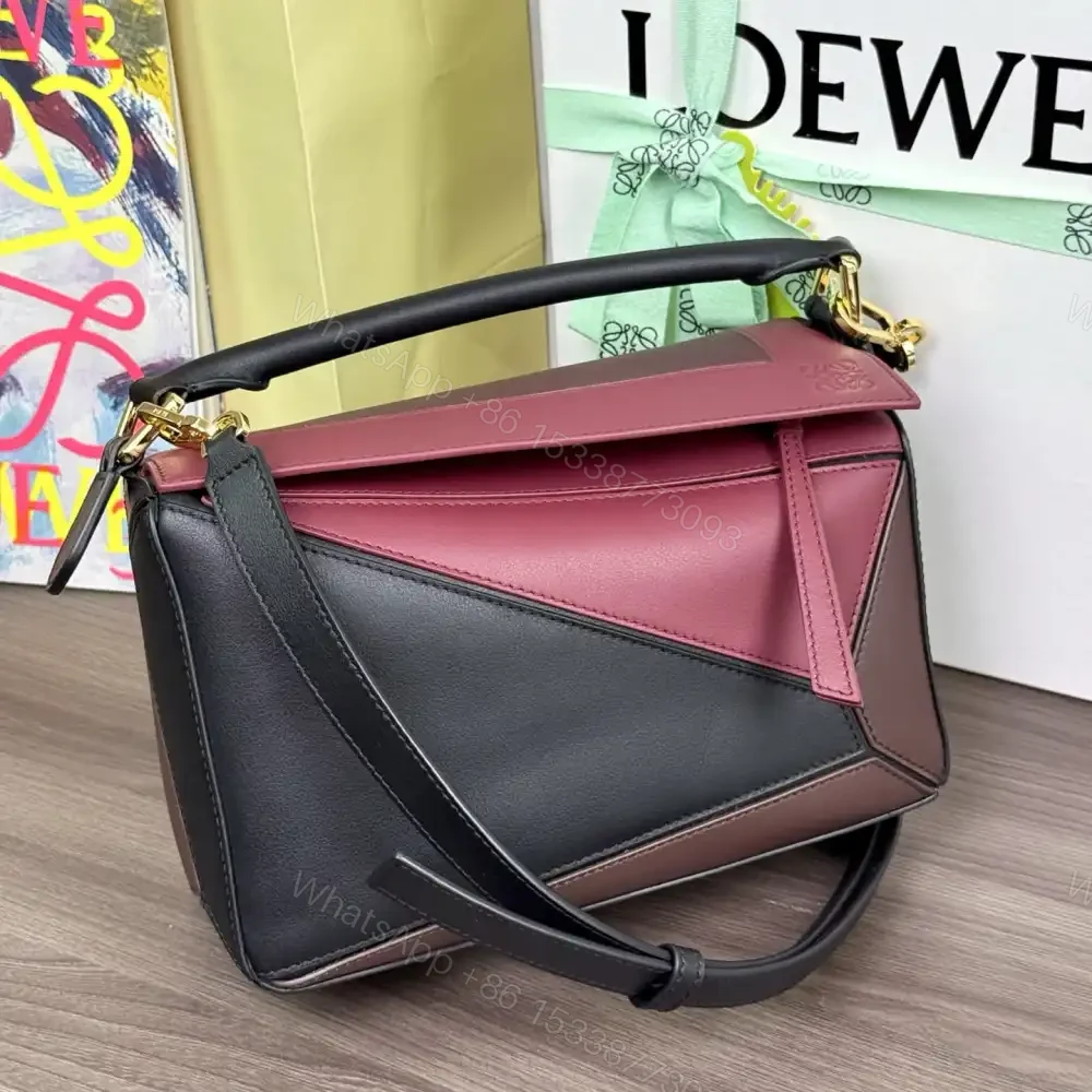 View 6 of 高仿Loewe*Puzzle系列1101幾何拼接手袋黑紅色小號免檢版