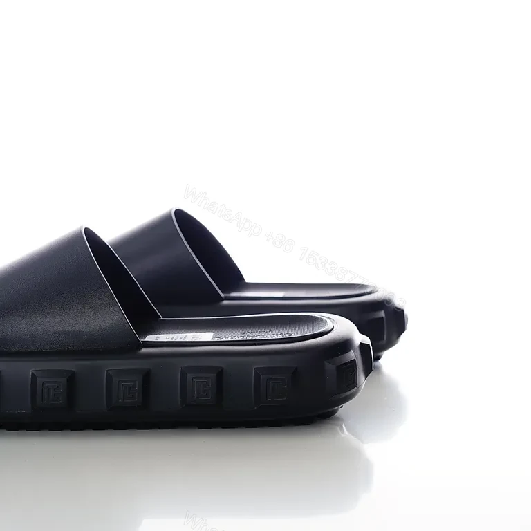 View 3 of Bold Minimalism Platform Slide: Black PU Leather, 5â€“12