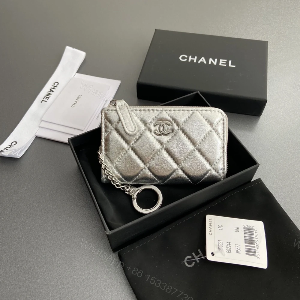 高仿Chanel*AP0224零錢包銀色小羊皮銀扣免檢版 — view 1