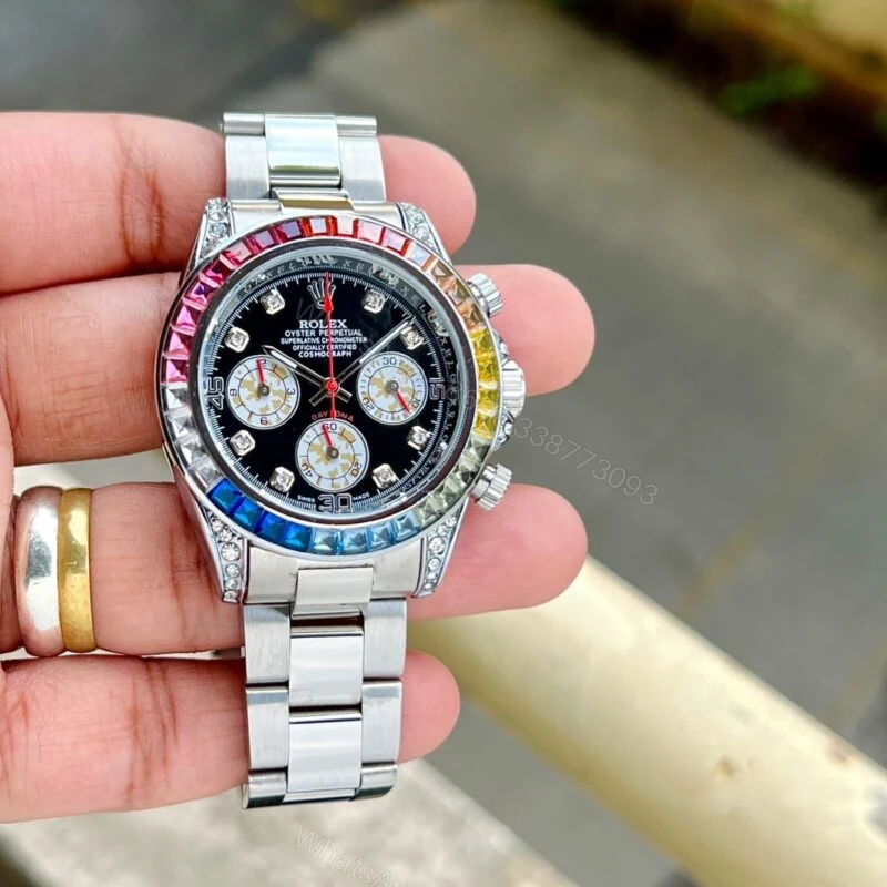 View 2 of Rolex Rainbow Daytona Silver 12-Hour Chronograph