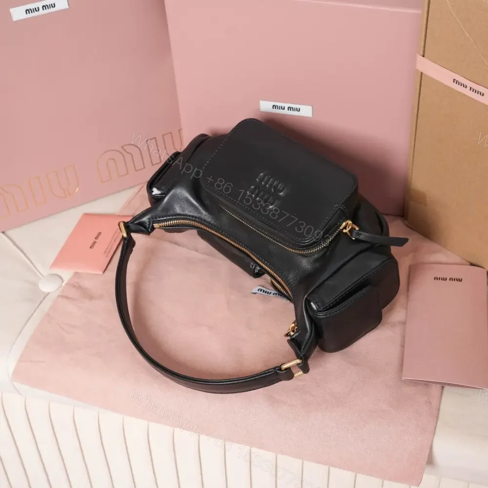 View 3 of 高仿miumiu*5BC146小羊皮機車包黑色免檢版
