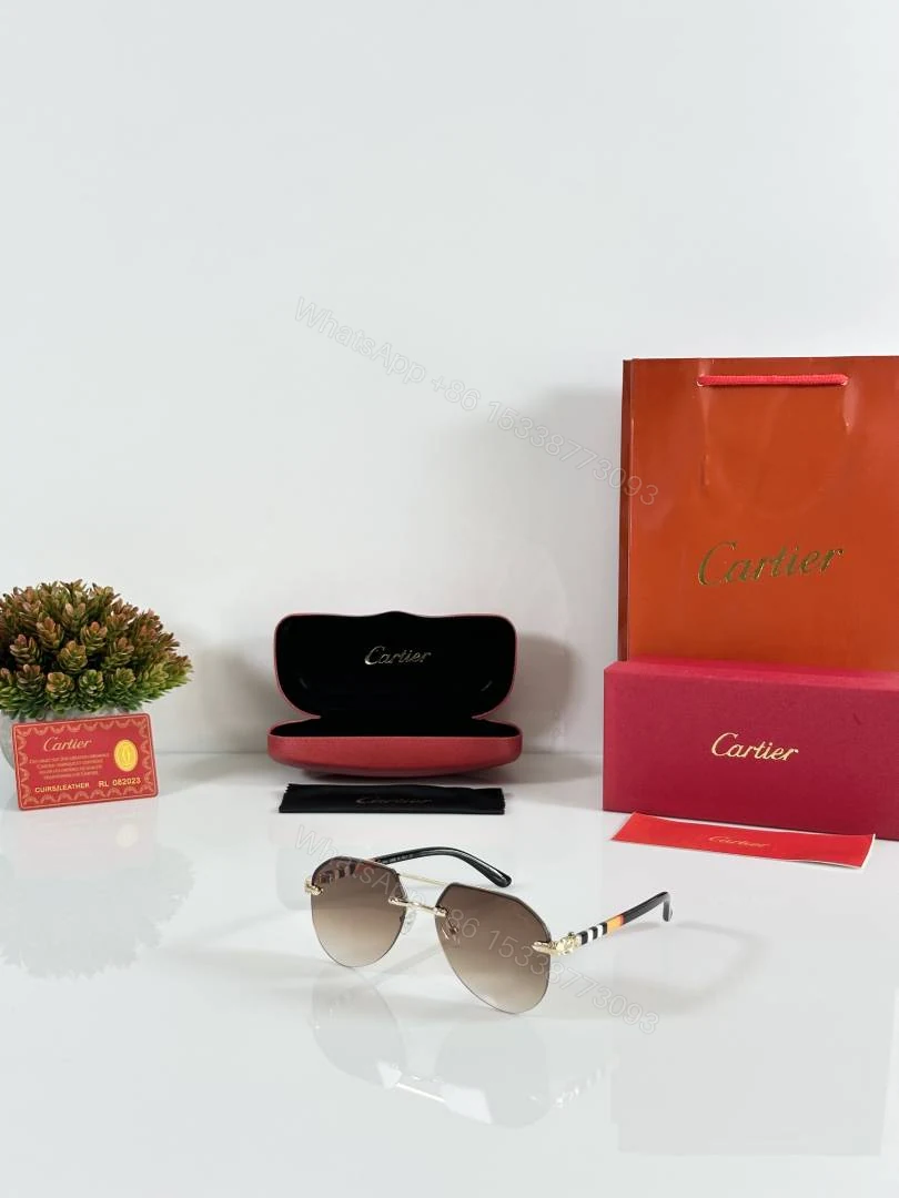 First Copy Cartier 7217 Gold Brown Sunglasses — view 1