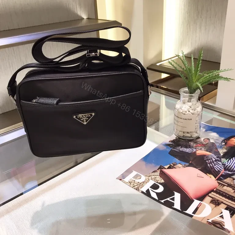View 4 of Structured Black Crossbody: Luxury Nylon, Prada-Style, Compact, Everyday Carry