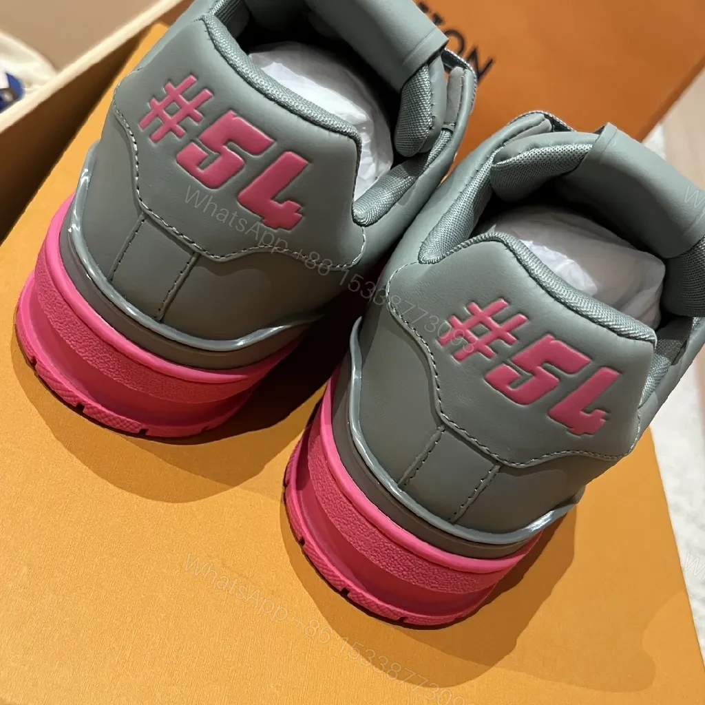 View 6 of Gray & Pink Luxe Sneakers, Premium, High-Top, Cushioned Comfort