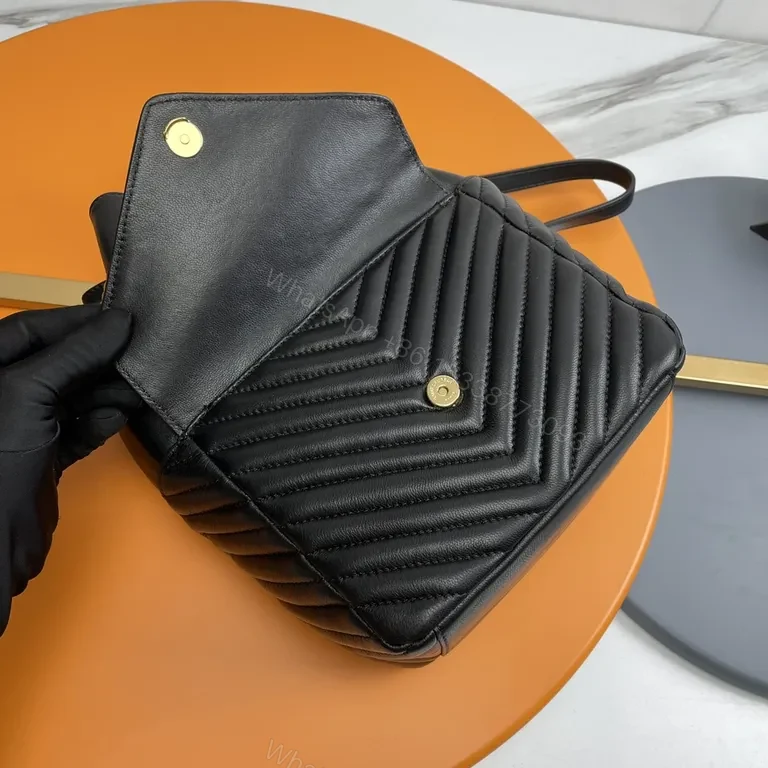 View 8 of Chic Leather Quilted Bucket Bag with Gold Monogram