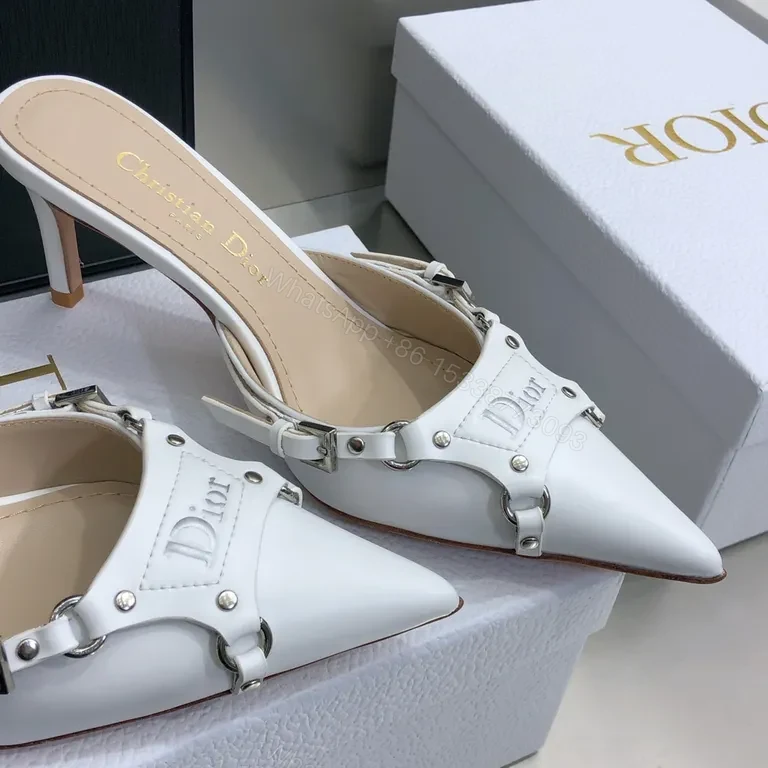 View 5 of Chic White Leather Mules â€” Strapped, Minimalist Elevation