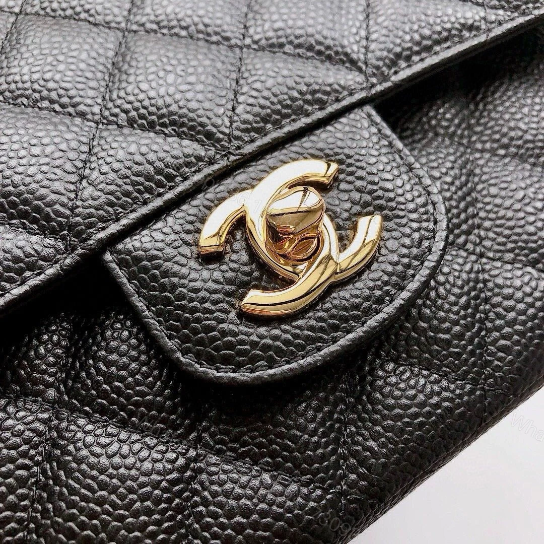 View 6 of Chanel Classic Flap 25.5 Black Gold Hardware 187 factory