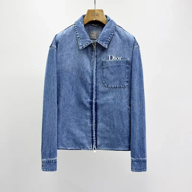 Denim Zip Jacket with Embroidered Accent: Modern Luxe — view 1