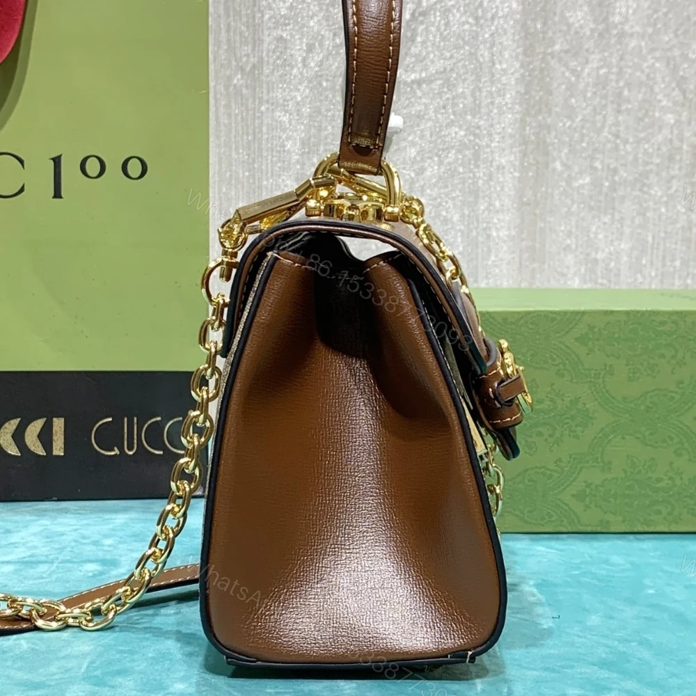 View 3 of Gucci Horsebit 1955 Mini Top Handle Bag Light Brown 22Cm