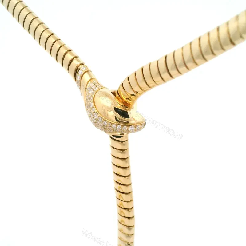 View 4 of Serpenti 18K Gold Diamond Tubogas Adjustable Size Necklace