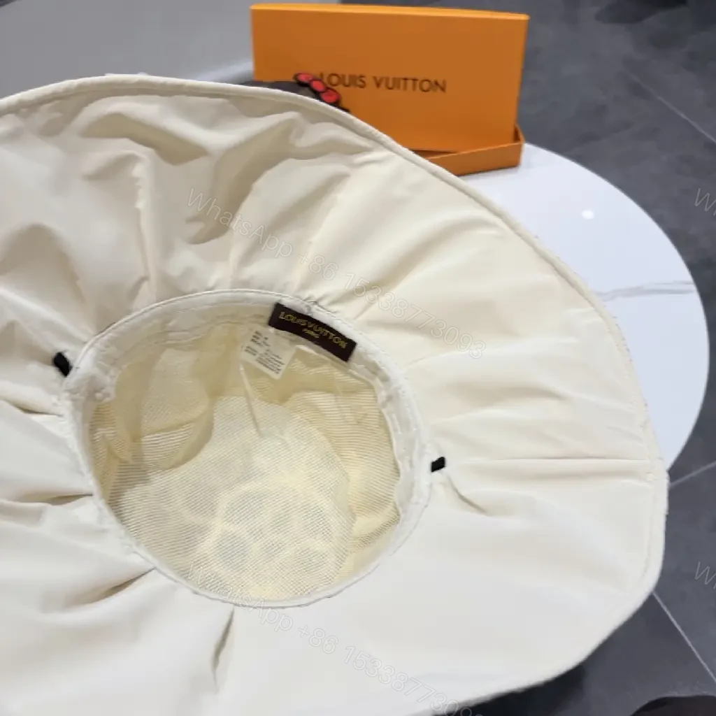View 6 of Cream Lace Bucket Hat with Gold Accent Emblem, Ivory Crown Hat