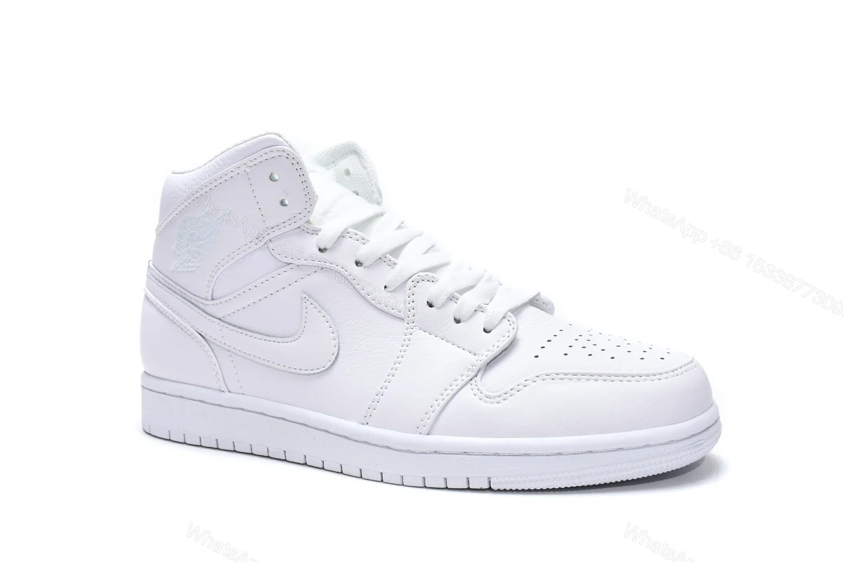 View 4 of Air Jordan 1 Mid Triple White 554724-129