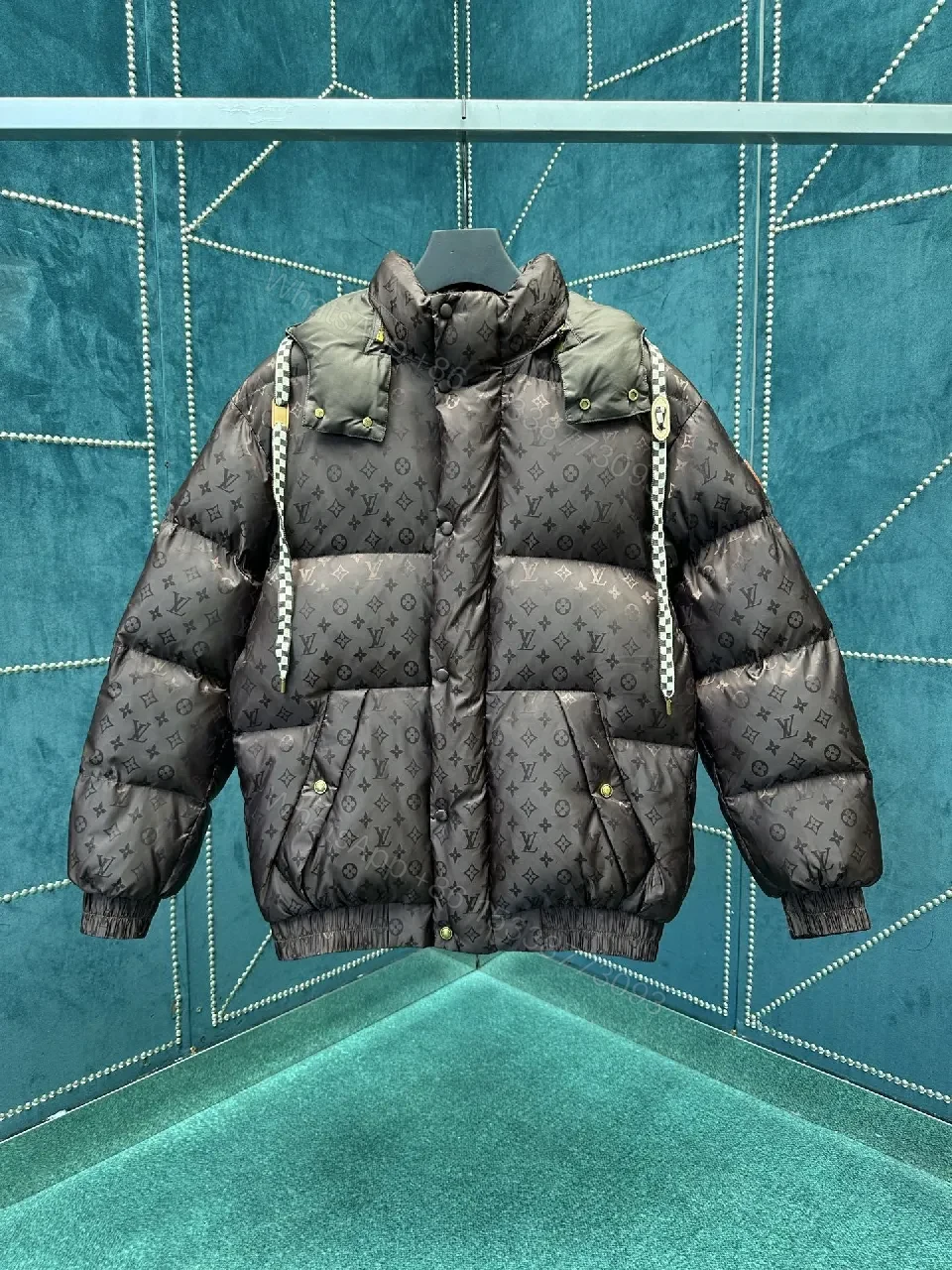 Lux Quilted Down Parka: Monogram Patterned Urban Warmth — view 1