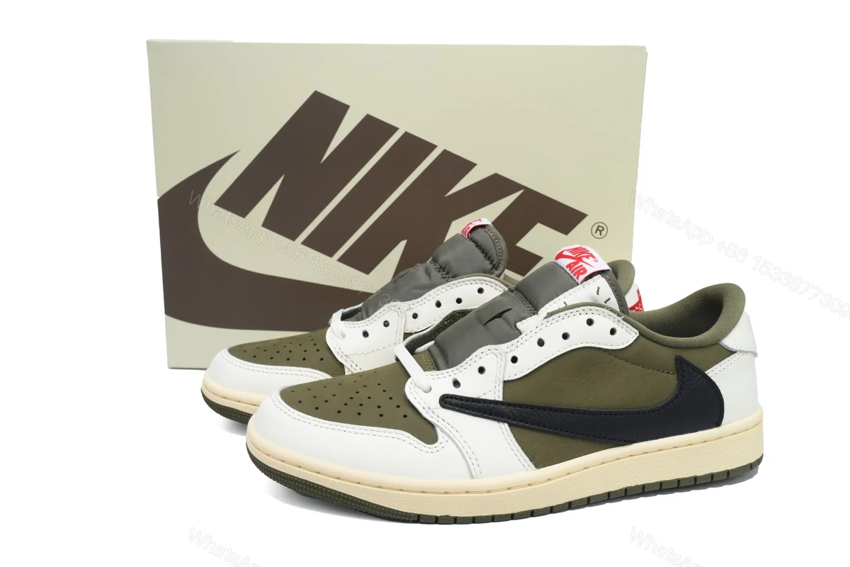 View 2 of Travis Scott x Air Jordan 1 Low OG SP 'Medium Olive' DM7866-200