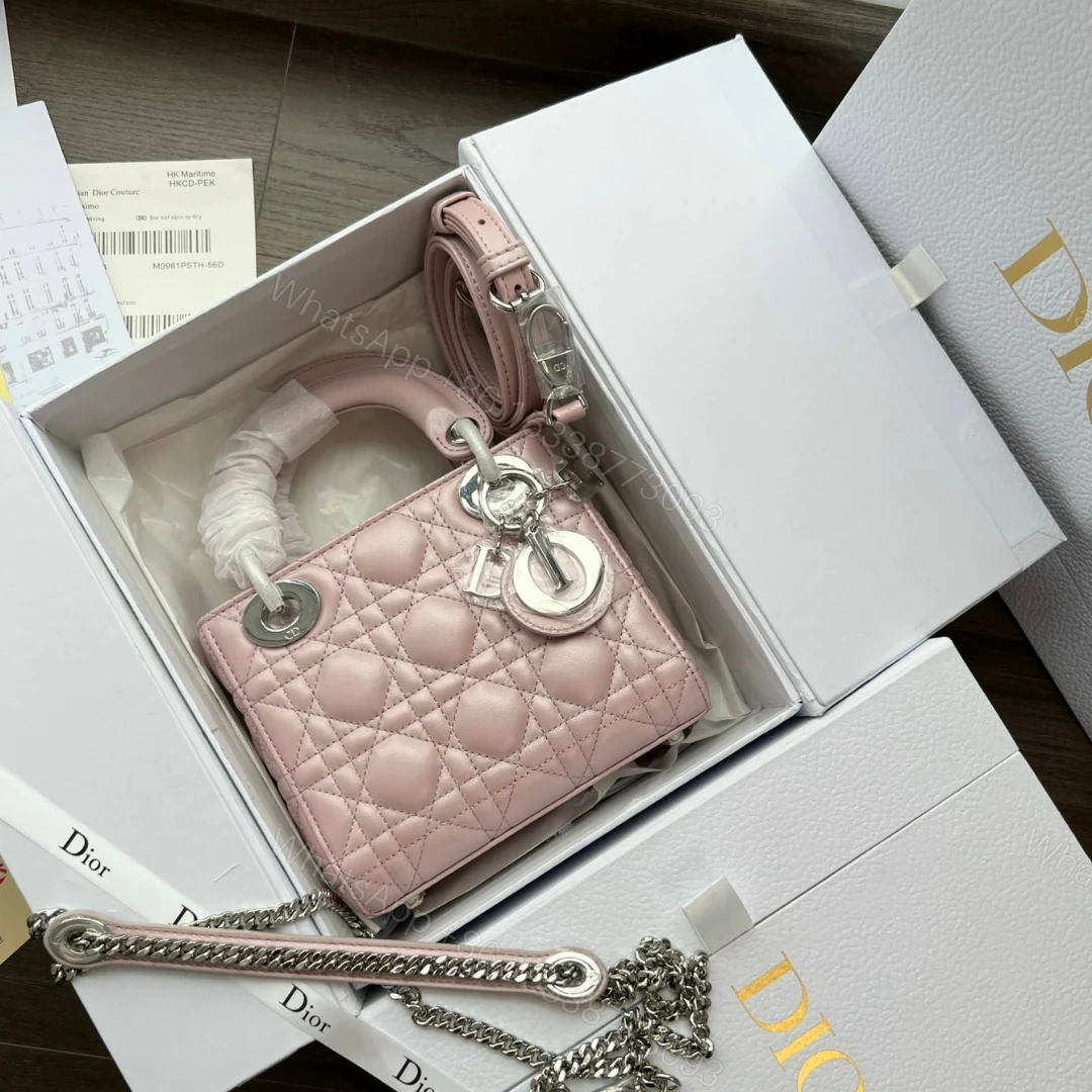 Dior Lady Mini 3-Pocket Handbag Rep 1:1 High-Quality Pink 17cm — view 1