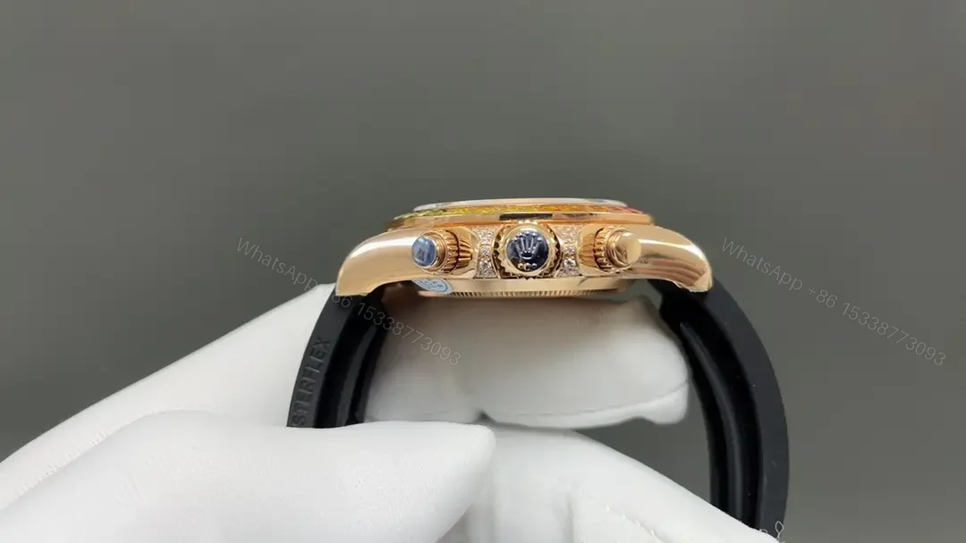 View 4 of Rolex Daytona Rainbow Everose Gold Black Strap Colorful Diamond Bezel 40mm RLX-DAY-RBW-RG-BLK40-RUB