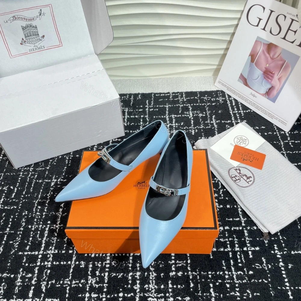 View 5 of 高仿Hermes*Kelly系列H251007Z07小牛皮高踭鞋藍色4CM免檢版
