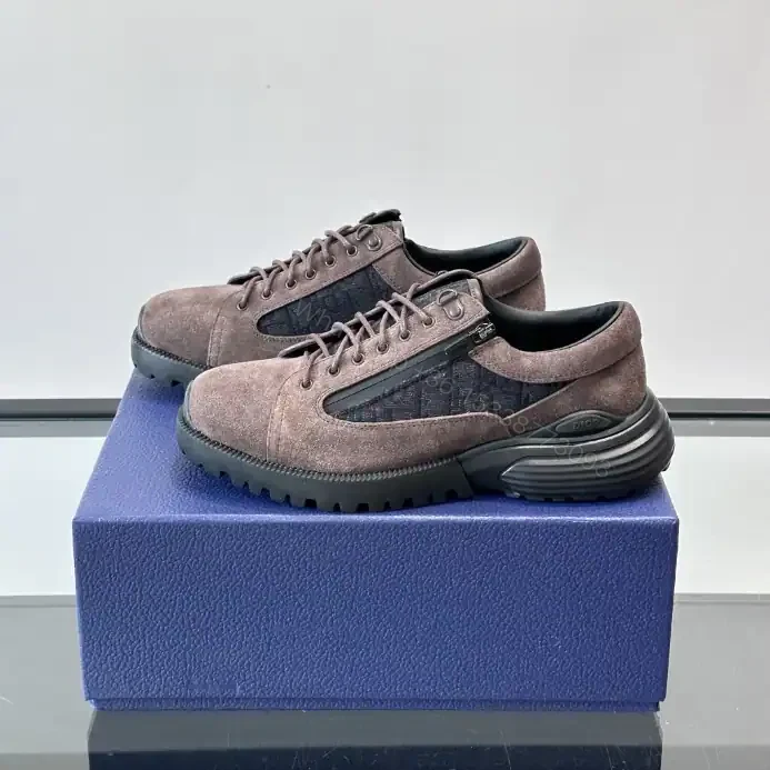 View 3 of DIOR COMBAT DERBY SHOES DEEP BROWN SUEDE AND BLACK OBLIQUE JACQUARD – CD198