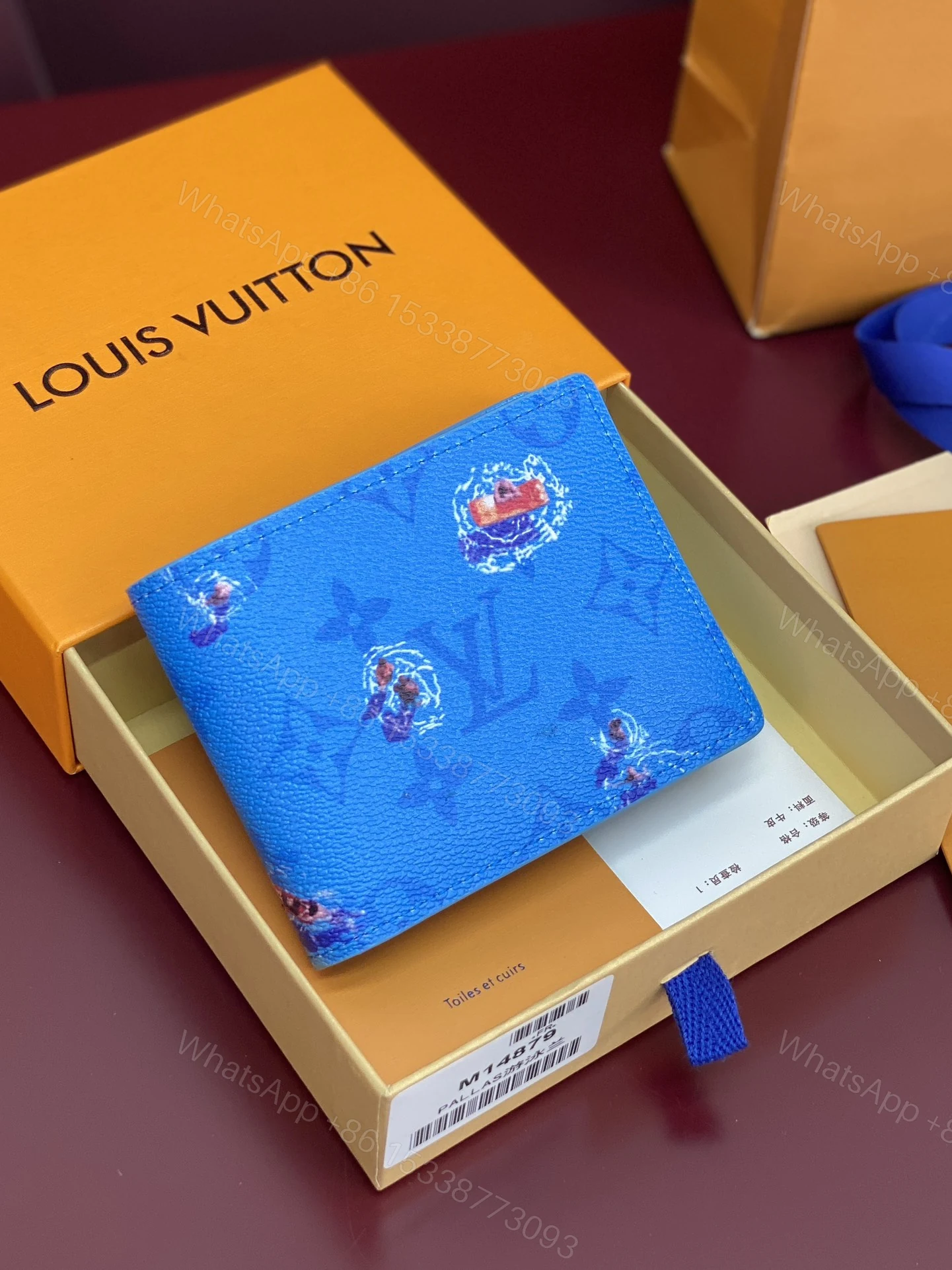 LV 一比一藍色水印短夾 M14895 熱門圖騰潮流限定款 — view 1
