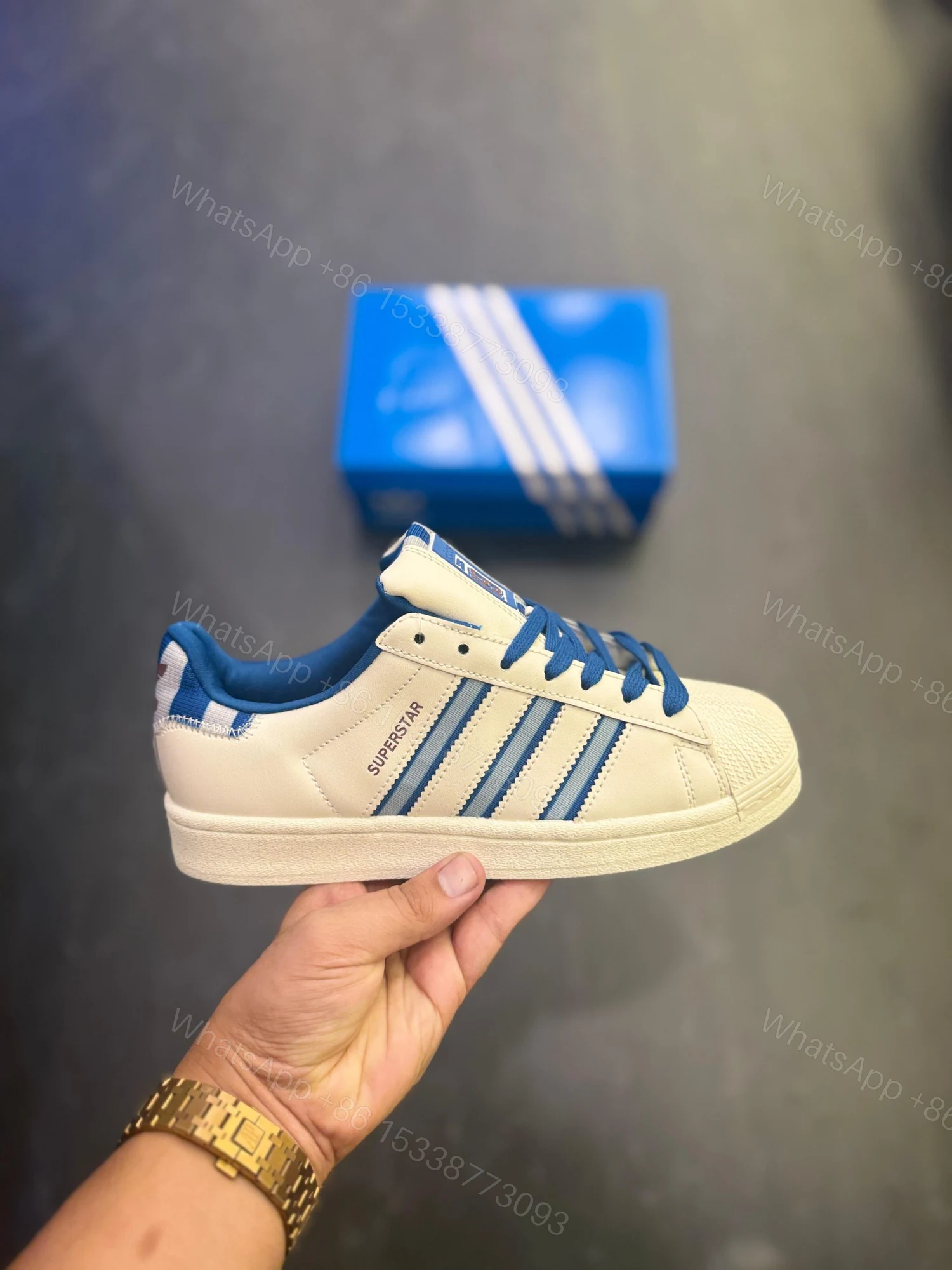 View 3 of First Copy Adidas Superstar 19 White Blue 2025
