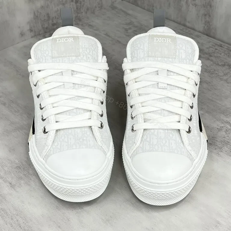 View 3 of White Dior-Influenced Luxury Sneaker: Subtle Monogram, All-Day Comfort