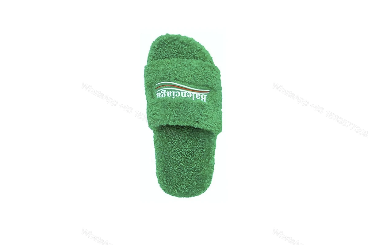 Balenciaga Furry Slide Green 654261W2DO13060 — view 2