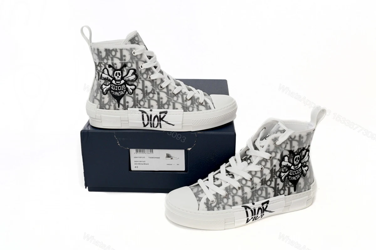 View 2 of Dior B23 Oblique Hight Top Sneakers White