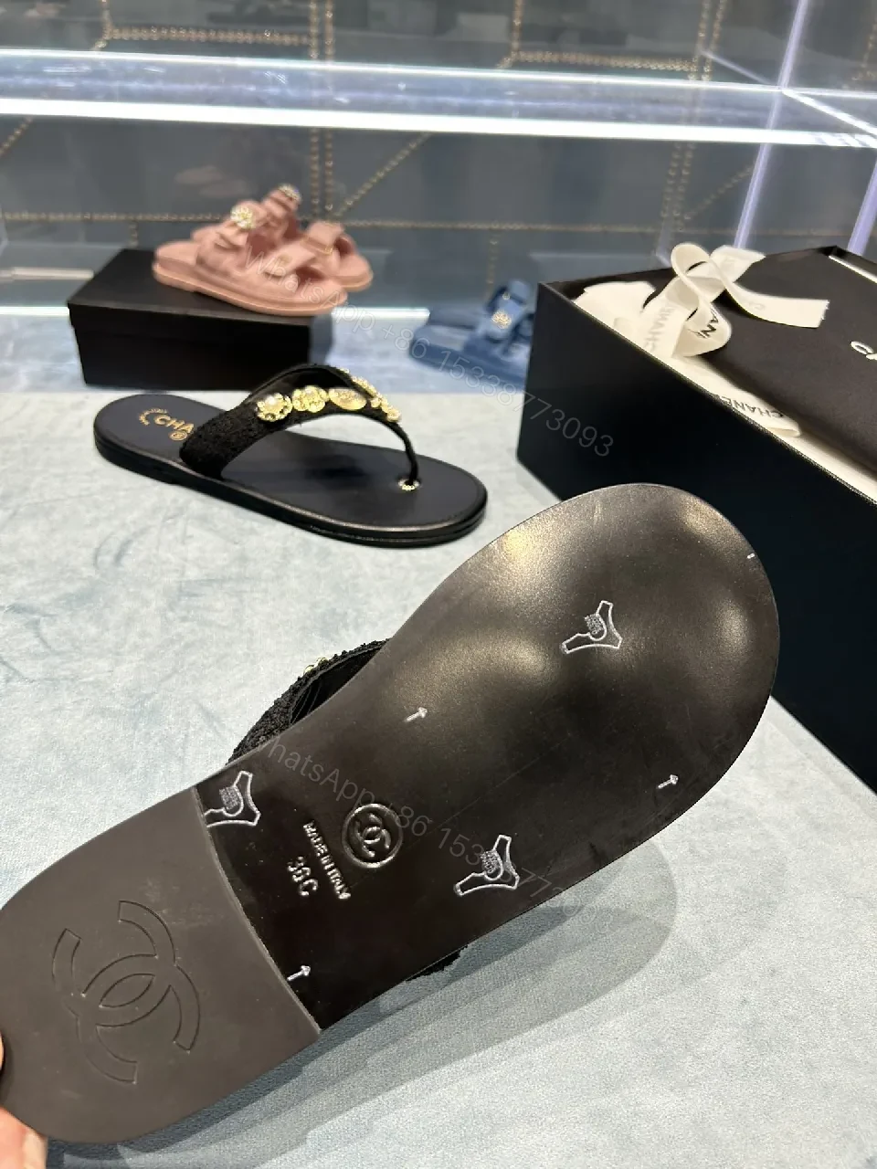 View 4 of Embellished Luxe Flip-Flops: Gold-Detail Comfort Footwear