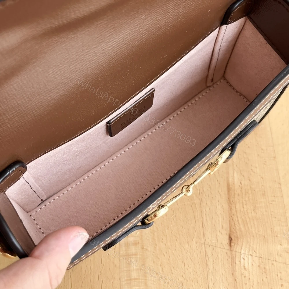 View 9 of Gucci Horsebit 1955 Mini Bag‎ Beige And Dark Brown GG Supreme 18Cm 699296 92TCG 8563
