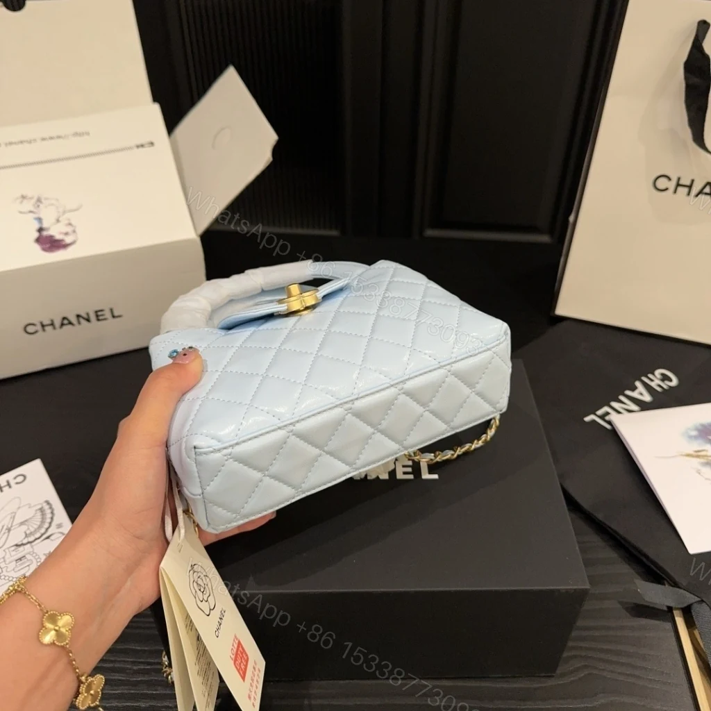 View 6 of Chanel Small Kelly Shopper Shiny And Gold Hardware Light Blue 19cm