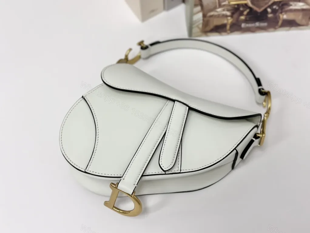 Compact Dior-Inspired White Saddle Bag: Luxe Crossbody — view 1