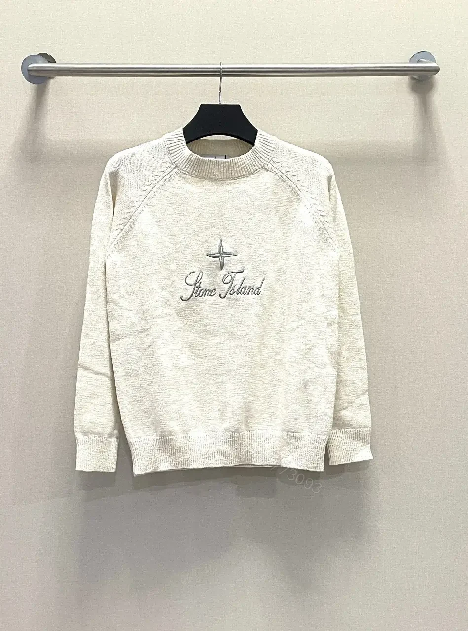 Soft-White Knit Crewneck Premium Script Sweatshirt — view 1