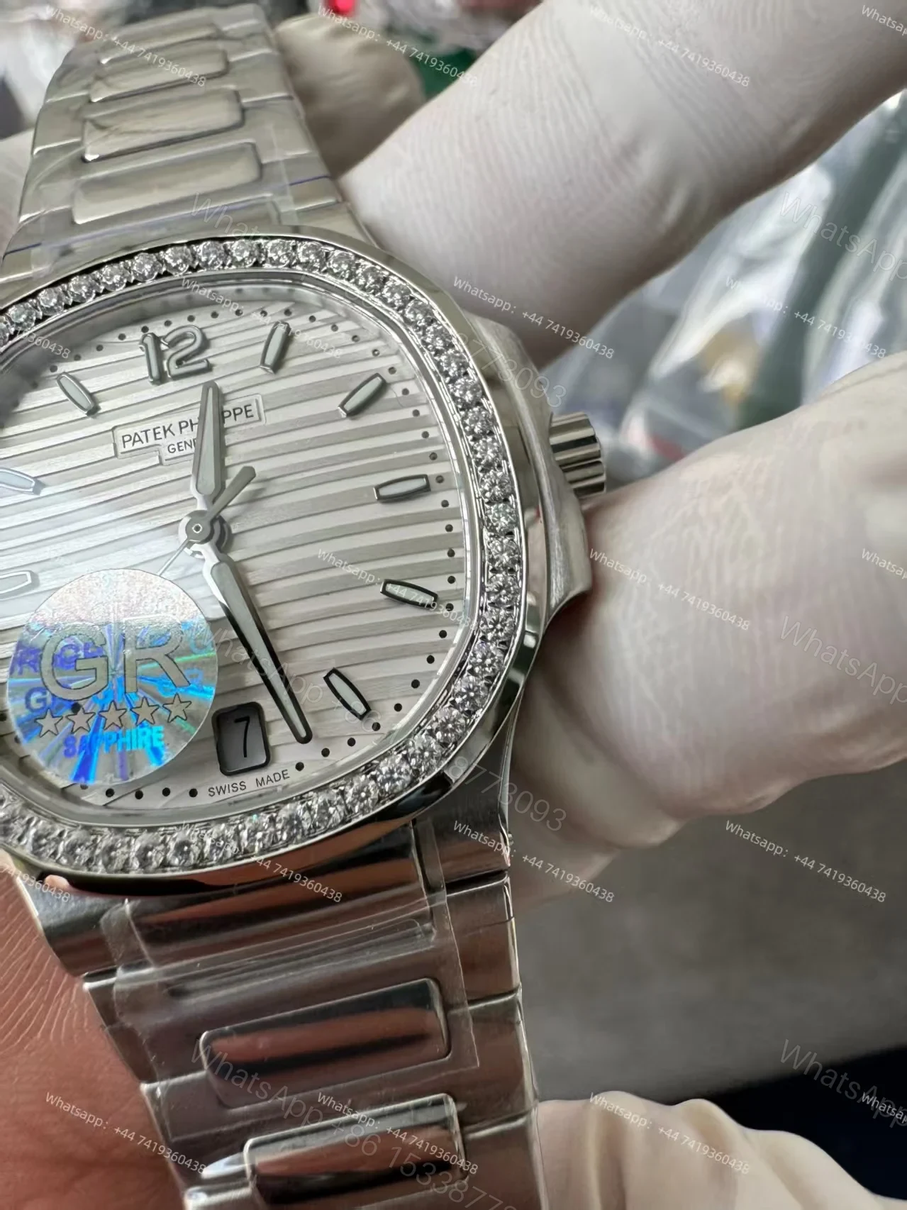 View 6 of Patek Philippe Super Clone Nautilus 7118/1200A-010 White Dial Diamond Bezel 35.2mm