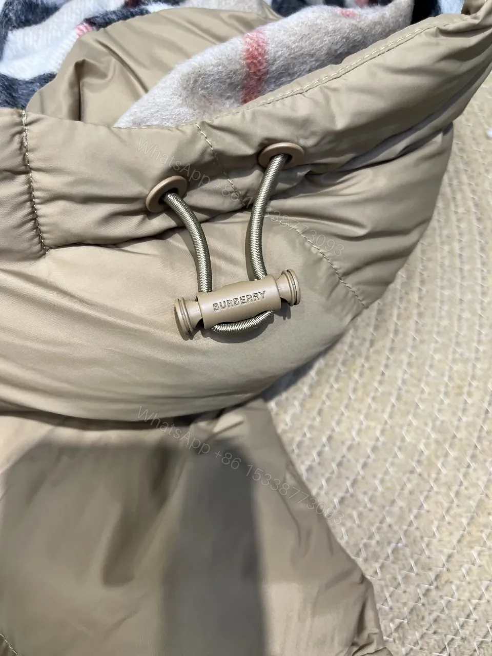 View 10 of Camel Quilted Puffer Jacket: Insulated, Plaid-Lined Luxury Coat