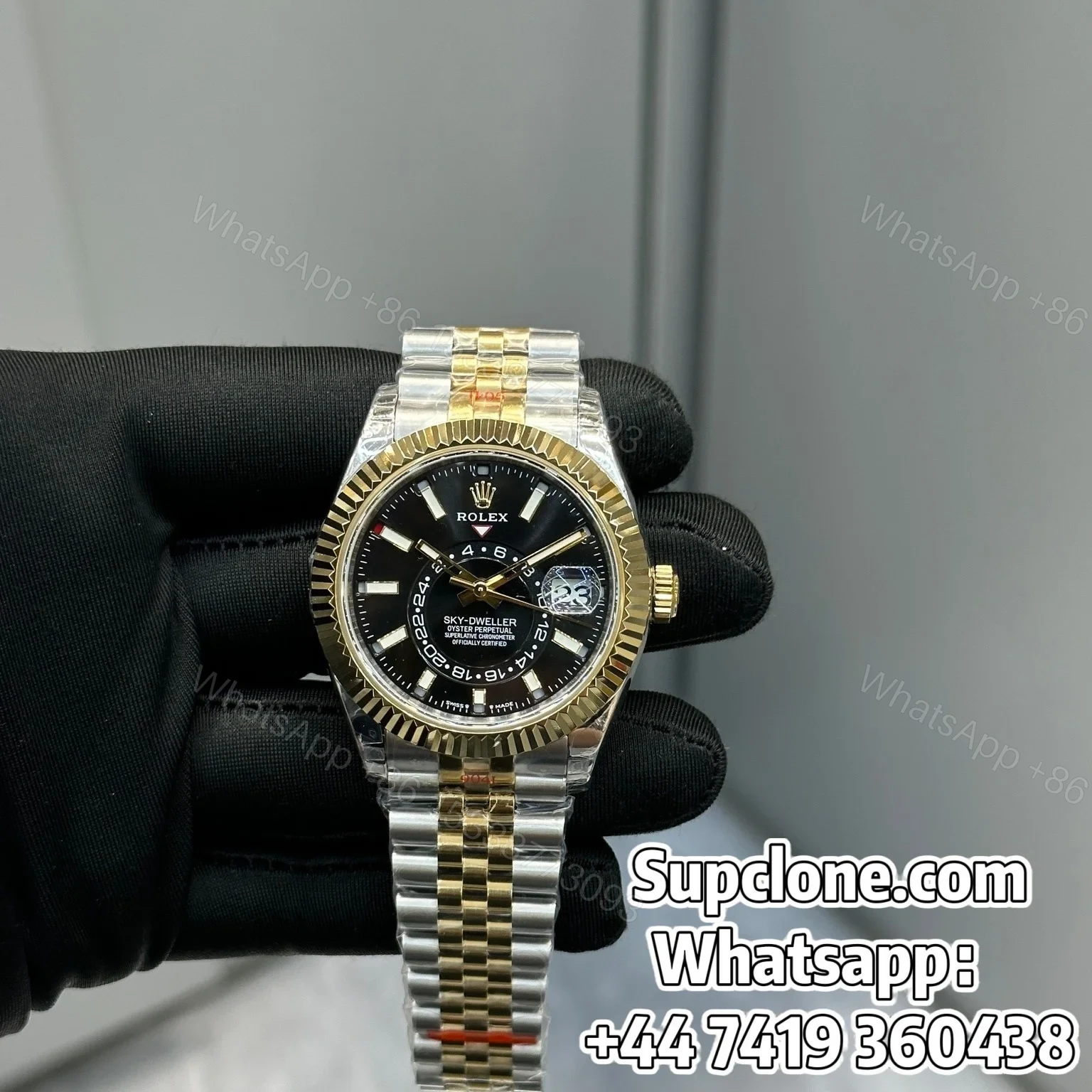 Rolex Sky-Dweller Super Clone 1:1 – Black Dial Jubilee Bracelet (9002 Movement) — view 1
