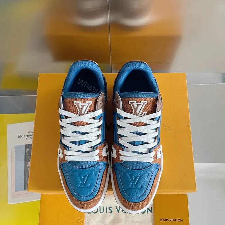 Blue Suede & Caramel Leather LV-Style High-Tops: All-Day Comfort — view 1