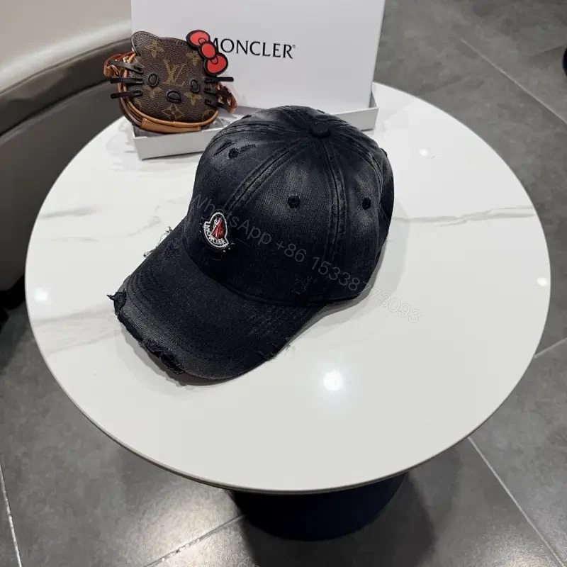 Black Cotton Twill Cap — Subtle Luxury, Distressed Edge Cap — view 1