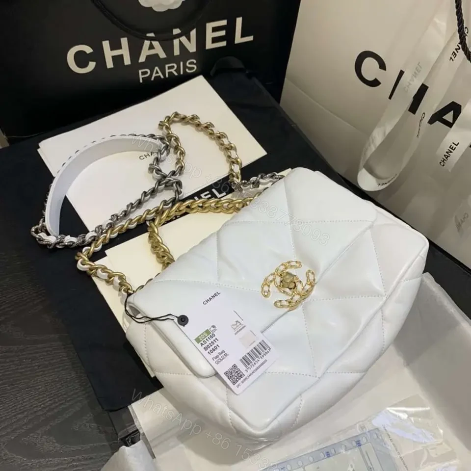 View 7 of CHANEL 19 FLAP MEDIUM WHITE LAMBSKIN