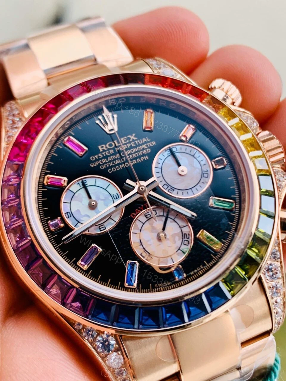 View 2 of BLF Factory 1:1 Rolex Daytona 116589RBOW YG Rainbow Crystal Best Edition Black Dial A4130