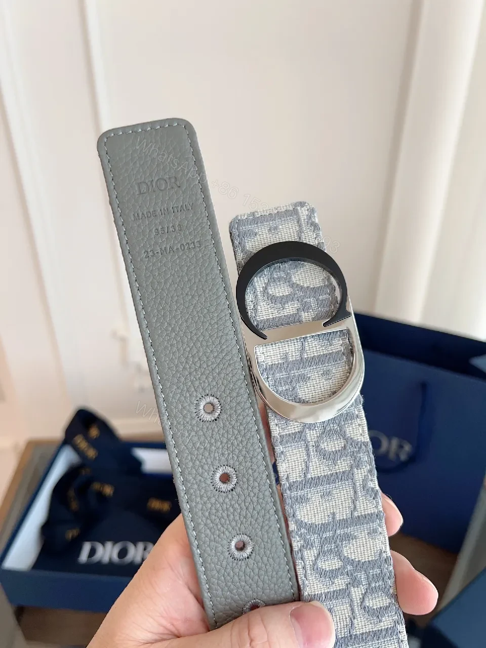 View 5 of Textured Texture Belt with Signature Hardware, ModernLuxury Belt