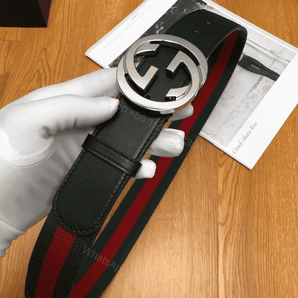 View 2 of GUCCI MEN’S WEB STRIPED CANVAS BELT – B9