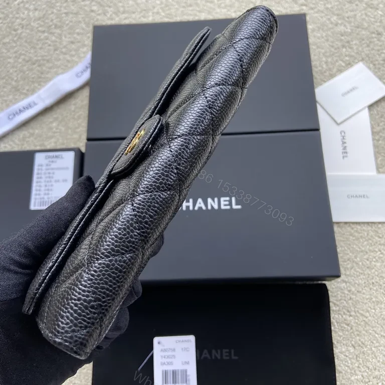 View 6 of Chanel-Inspired Quilted Wallet in Black Leather, Luxe Everyday