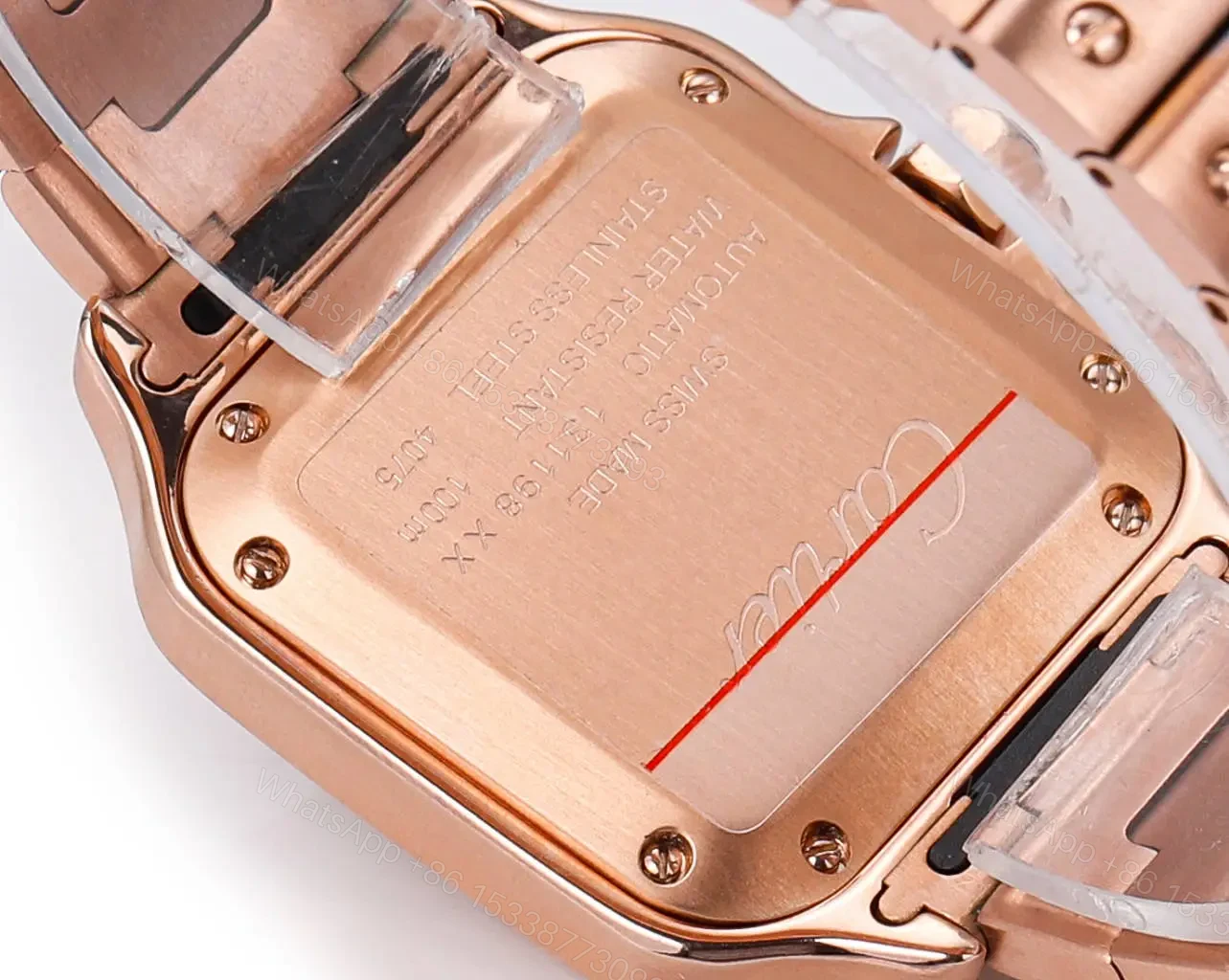 View 7 of Cartier super clone Santos White Dial Diamond Rose Gold Bracelet Premium 35MM RG-CARTIER-SANTOS-WHT-DIA-RG-35