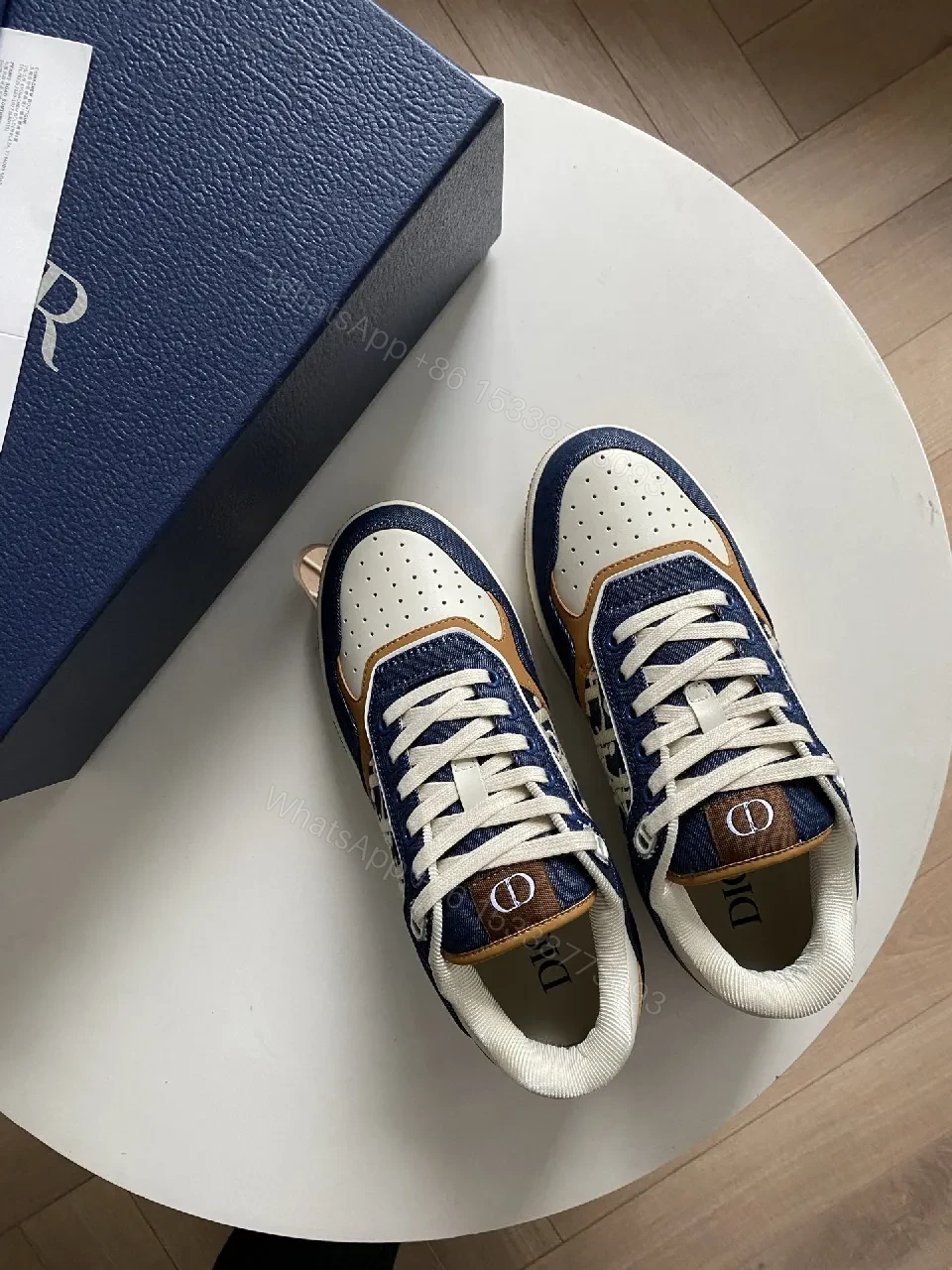 View 8 of Denim-Texture Sneaker with Signature Panel Detailing High-Top Style