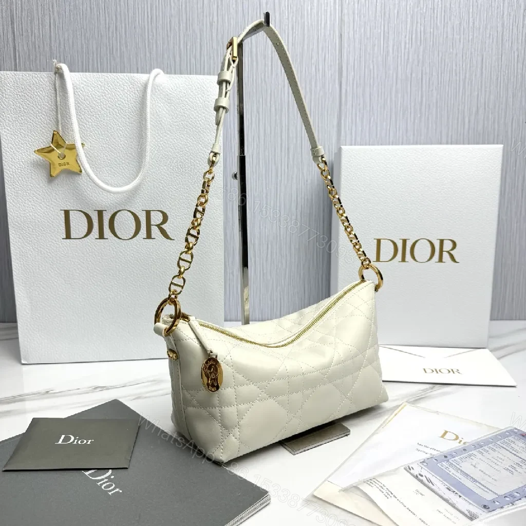 View 7 of Textured Quilted Mini Bag: White, Gold Chain, Star Charm