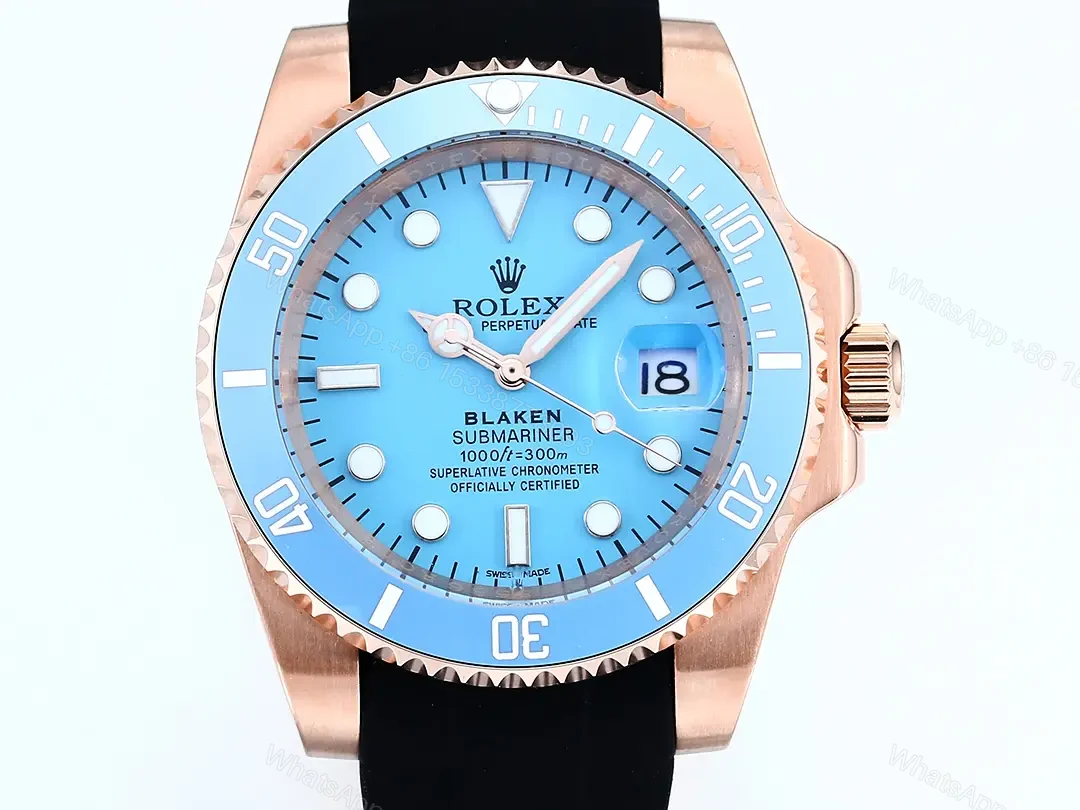 View 2 of Best Rolex Blaken Tiffany Rubber Strap replica 40MM Rose Gold Case Edition RG-BLAKEN-TIFFANY-RG-RUBBER-40